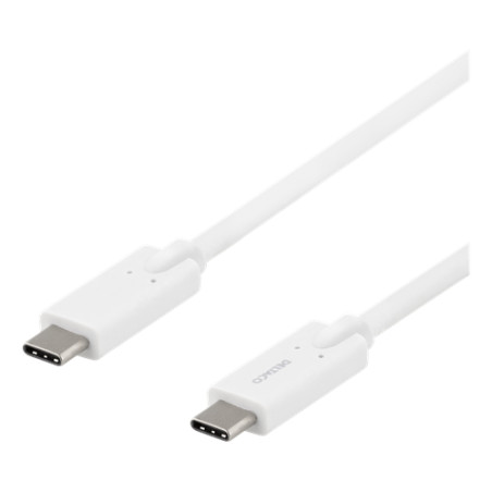 REA Deltaco USB-C-kabel data- o laddkabel 5 Gbit/s, 5A, 2m, vit