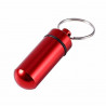 Piller- Medicin- Tablett-burk-kapsel-behållare-på nyckelring röd