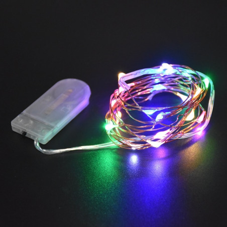 MIX Ljusslinga med 10 små olikfärgade LED o batteri, 1 meter