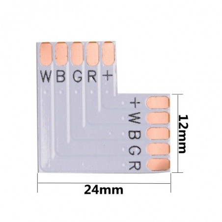 Flat LED-skarv-L 5-PIN 12mm RGBW för anslutning i klämskarv