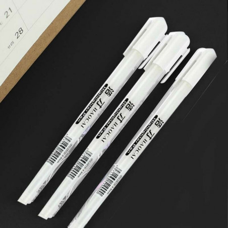 3-pack Vit märkpenna, blackboardpenna med 0.8mm kulspets-udd