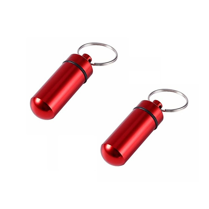 2st Röda Piller- Medicin-burk/behållare på nyckelring