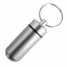 Piller- Medicin- Tablett-burk/kapsel/behållare på nyckelring silver