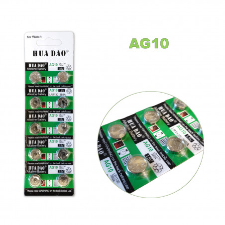 Batteri AG10 LR54 LR1130 389 390 10-pack, knappcell