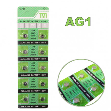 Batteri AG1 SR621 SR621SW LR621 SR60 LR60 10-p knappcell