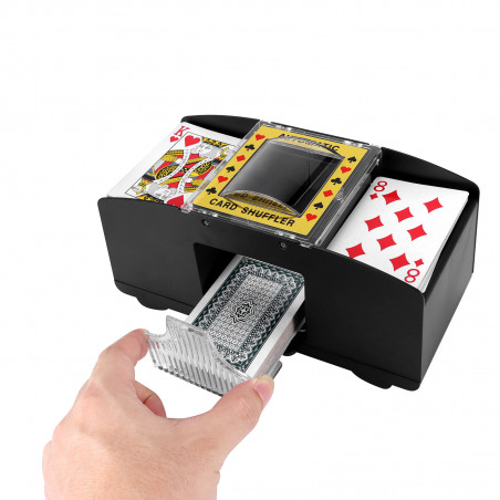 Spelkortsblandare med 2 kortlekar (röd och blå), batteridrift