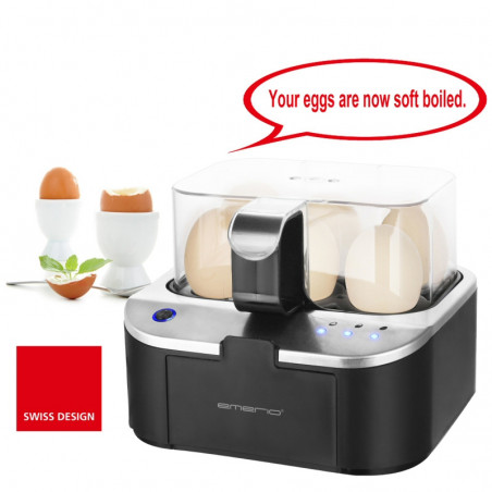 Koka Perfekta ägg med Emerios Smarta Svarta Talande Äggkokare