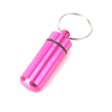 Piller- Medicin- Tablett-burk/kapsel/behållare på nyckelring rosa