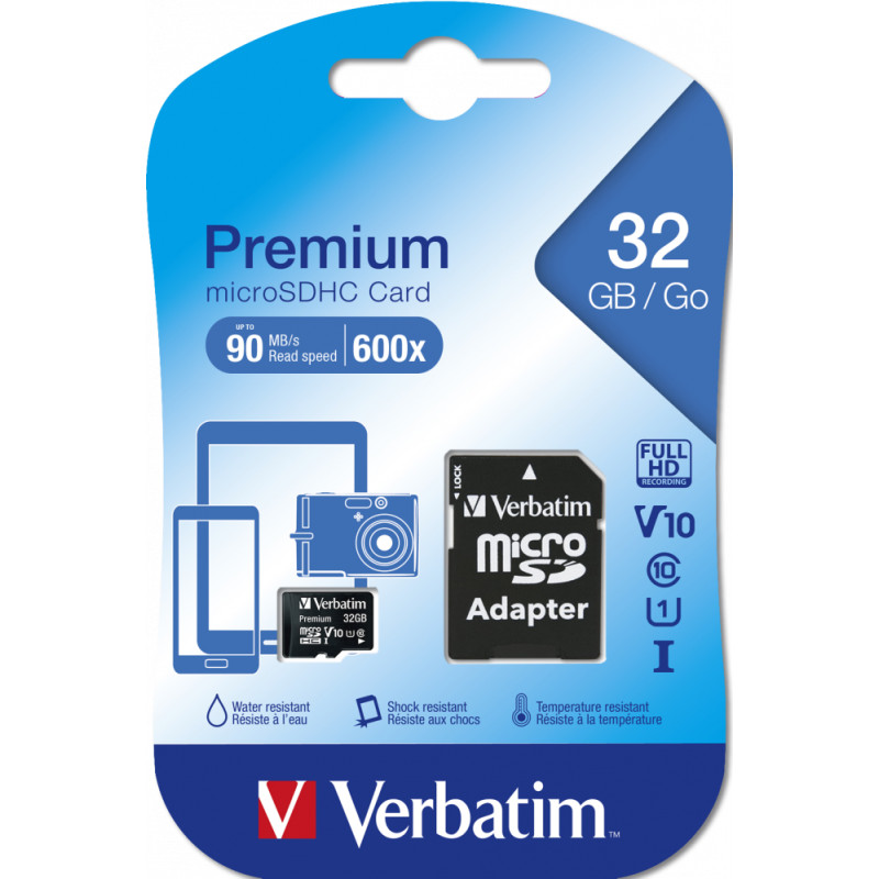 Verbatim Micro SDHC Minneskort 32GB Class 10 w/adaptor
