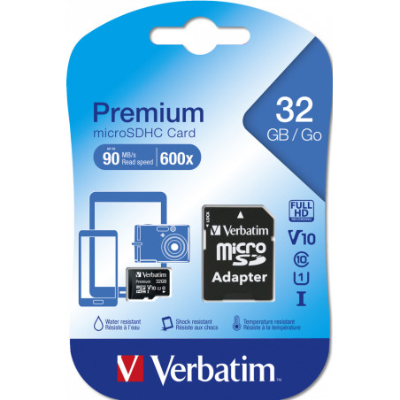 Verbatim Micro SDHC Minneskort 32GB Class 10 w/adaptor