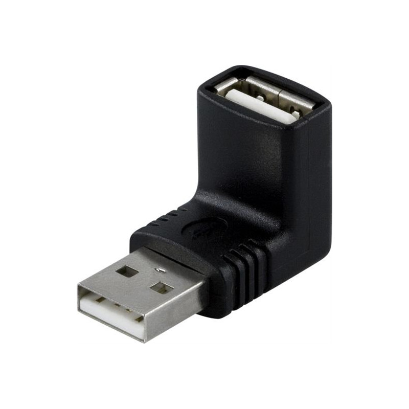 Deltaco vinkeladapter USB-A hane till USB-A hona
