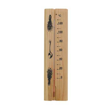 Bastutermometer 0 till 130 grader Celcius på träbit, Pelare