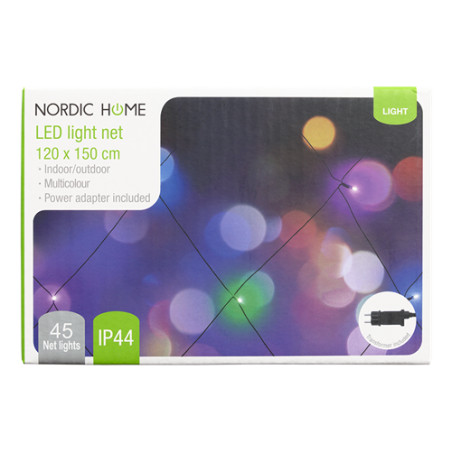 NORDIC HOME LED ljusnät, flerfärgad, inomhus/utomhusbruk, 120 x 150 cm
