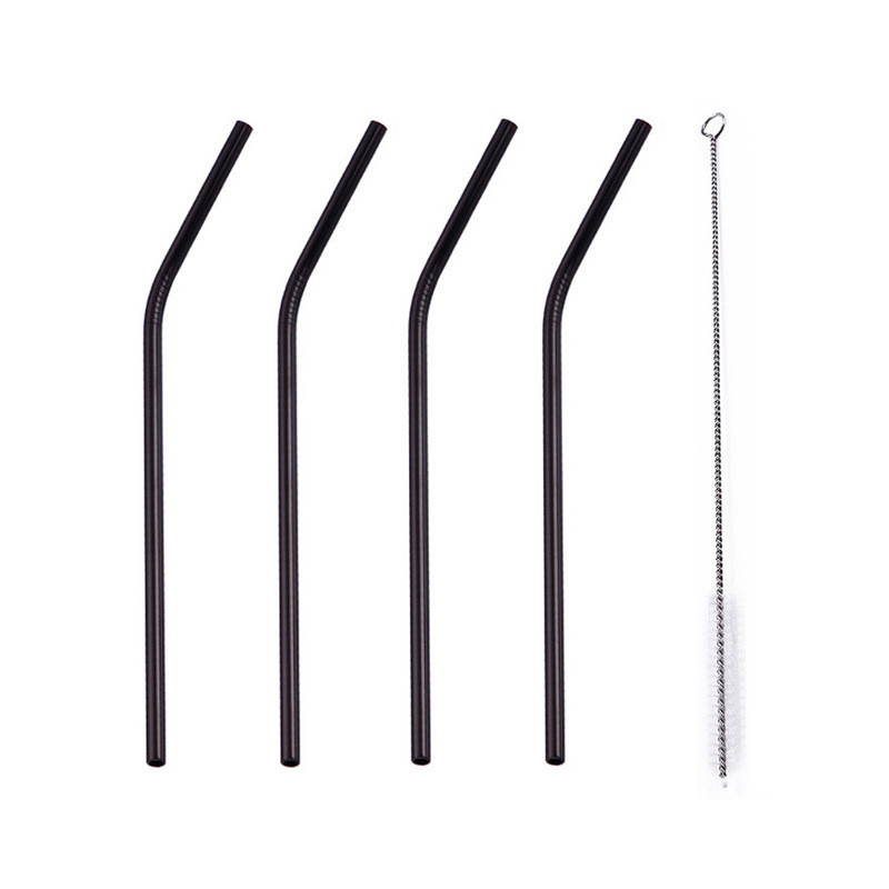 4 svarta sugrör med diskborste