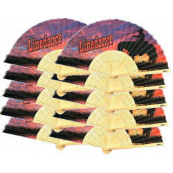 10st Snygga Solfjädrar i bambu med Linedance-motiv